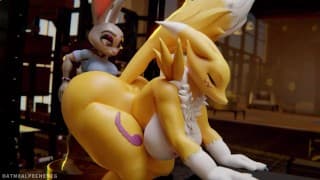 Judy Hopps 和 Renamon 正在锻炼