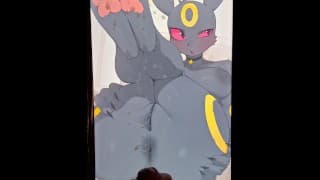 口袋妖怪 Umbreon Cum Tribute EXPLOSIVE 射精射过她的屁股、阴户和爪子！