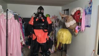 PVC Halloween Dress and Casual Gasmask Breathplay