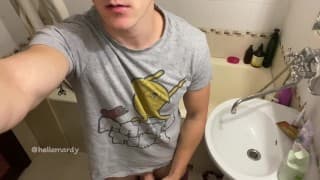 Jerking in bath Solo Boy Masturbation in Neighbor's Toilet D