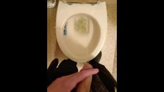 Super long piss with big cut dick 2 streams and my balls hanging out