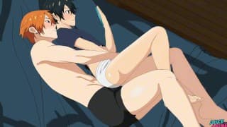 我的男朋友脱下我的内衣，开始在我的屁股上摩擦他的鸡巴 - Hentai Yaoi Anime