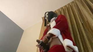 Santa Edging Out A Moaning Cumshot With A Sex Toy Wearing A Scream Mask