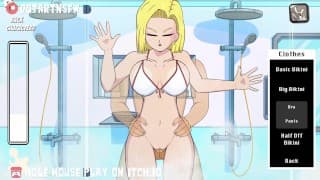 Android 18 在淋浴高潮中- Hole House 游戏