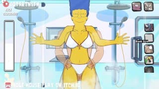 玛吉·辛普森（Marge Simpson）在淋浴时对着玻璃性交 - Hole House游戏