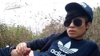 Gay Asian Twink Jon Arteen Speaks French, Masturbates His Smooth Penis In The Rain, Lubricated With