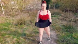 BBW Slut Cums In The Woods With Pink Dildo - Tilly D