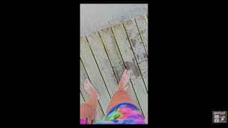 Boardwalk and beach piss. I wet myself because the toilets were closed. Two pisses and 2 POV. POV