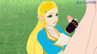 Princess Zelda and I have intense sex in the meadow. - The Legend of Zelda Breath of the Wild Hentai