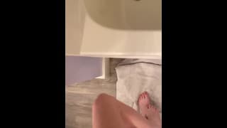 Teen girl genuinely pisses herself infront of shower!