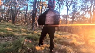 Biker Masturbates in the Woods