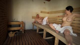 Really Risky Public Flashing in Sauna and Cum in Mouth Amateur Milf Multiple Orgasm Fart