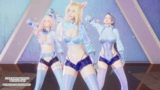 [MMD] IVE - ELEVEN Ahri Kaisa Seraphine Sexy Kpop Dance Uncensored Hentai