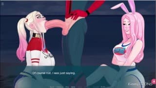 蜘蛛侠射精在Harley Quinn的嘴里。