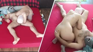 Amateur wife sensual blowjob. Brunette pussy hair, big tits.