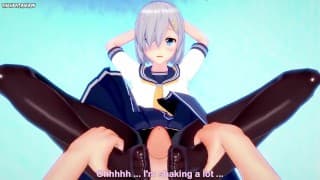 POV Hentai Footjob from Hamakaze from Kantai Collection