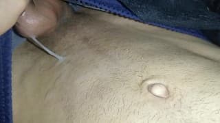 wet morning cum on my six pack, big dick